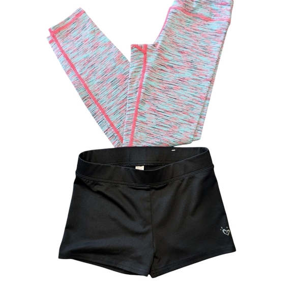 90 Degree By Reflex Other - 90 Degrees Colorful Smooth Stretch Leggings and Justice Black Shorts